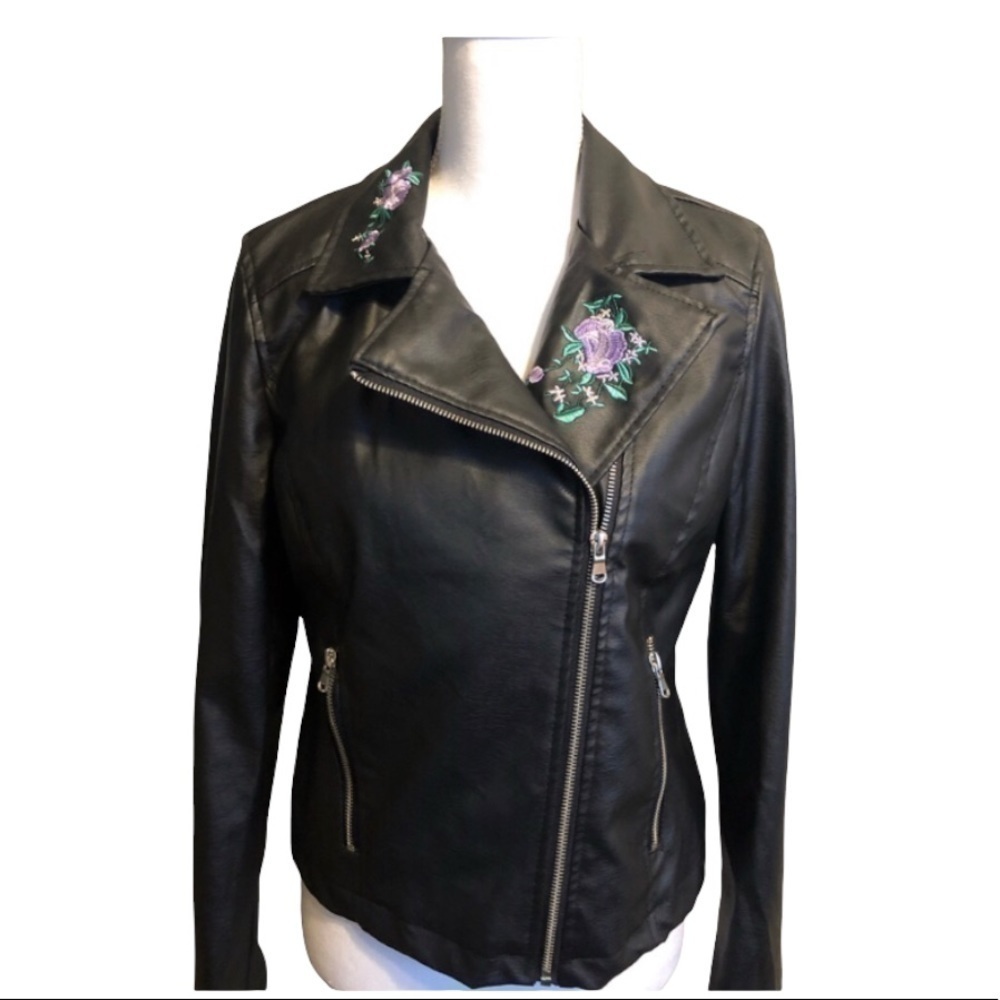 New Look pleather embroidered jacket size M